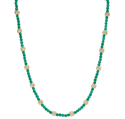 18K Gold Plated Gemstone Bead Necklace - TurkishBling
