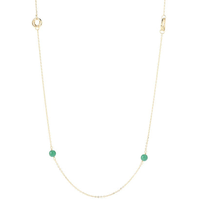 Beaded Station Necklace – 32" Minimalist Design with 6mm Gemstone Beads and Gold Stations (Copy)