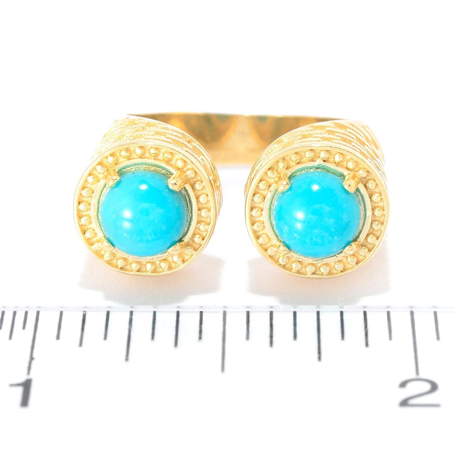 18K Gold Plated Round Gemstone Split Top Ring