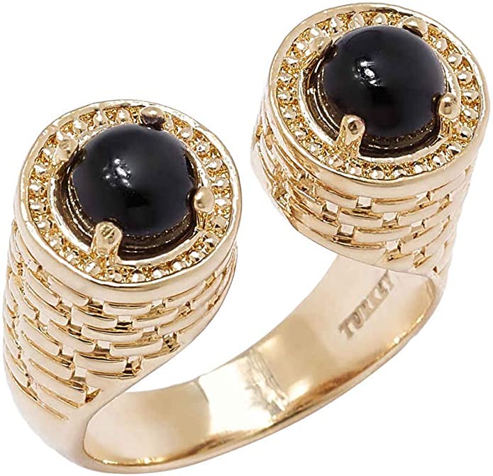 18K Gold Plated Round Gemstone Split Top Ring