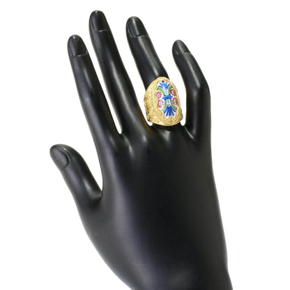 18K Gold Plated Hand-Painted Ceramic Ring - TurkishBling