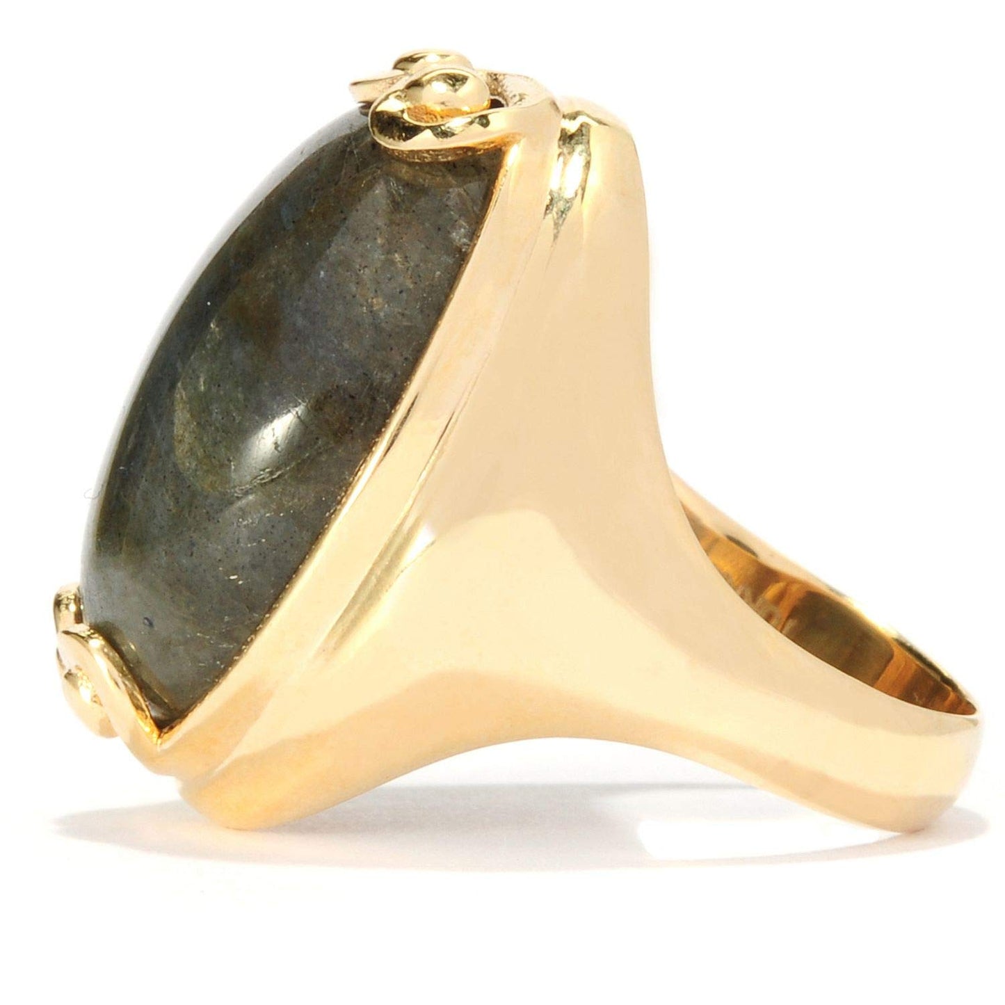 18K Gold Plated Oval Labradorite Polished Ring