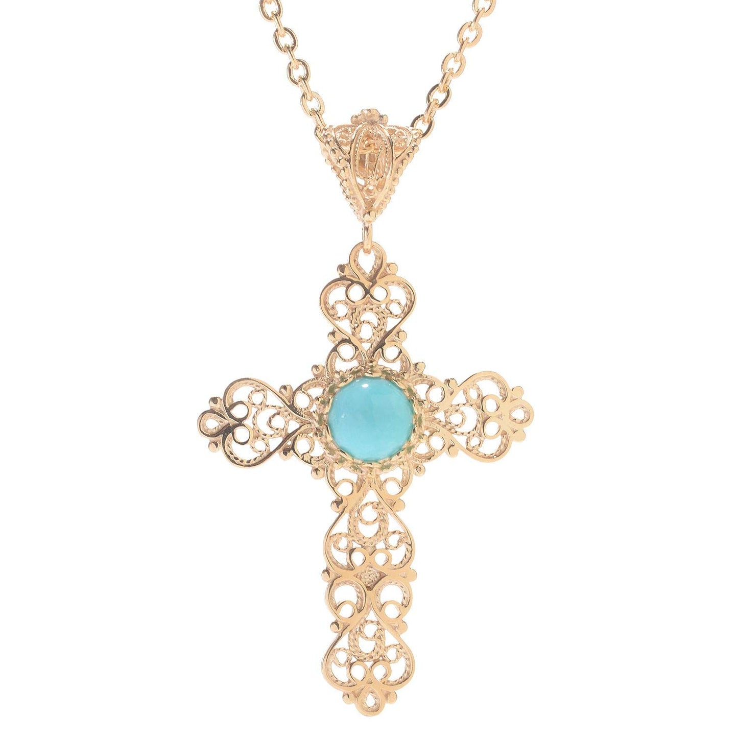 Turquoise  Cross Pendant 8mm