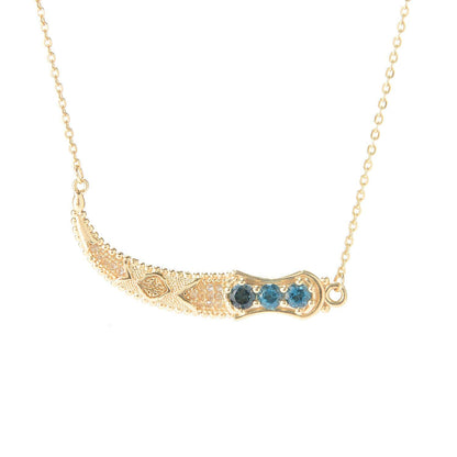 18K Gold Plated 18" Genuine Gemstone Dagger Necklace