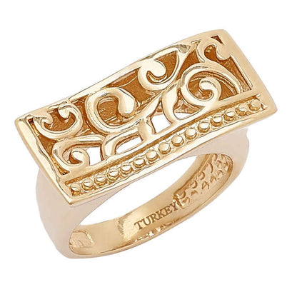 Scrollwork Wave Ring . Yellow Gold or Rose Gold