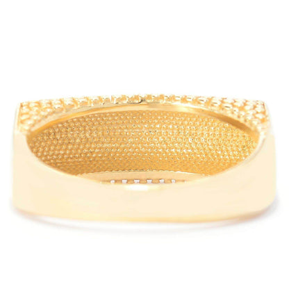 18K Gold Plated Polished & Textured Ring - TurkishBling