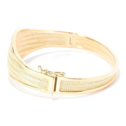 Wickerwork Hinged Cuff Bangle with Figure 8 Safety Lock - TurkishBling