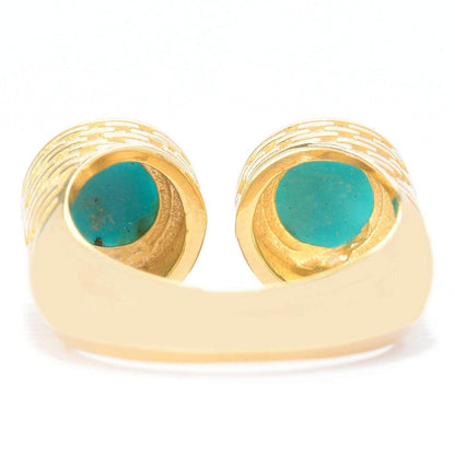 Dual Cabochon Bypass Ring with Textured Shank - TurkishBling
