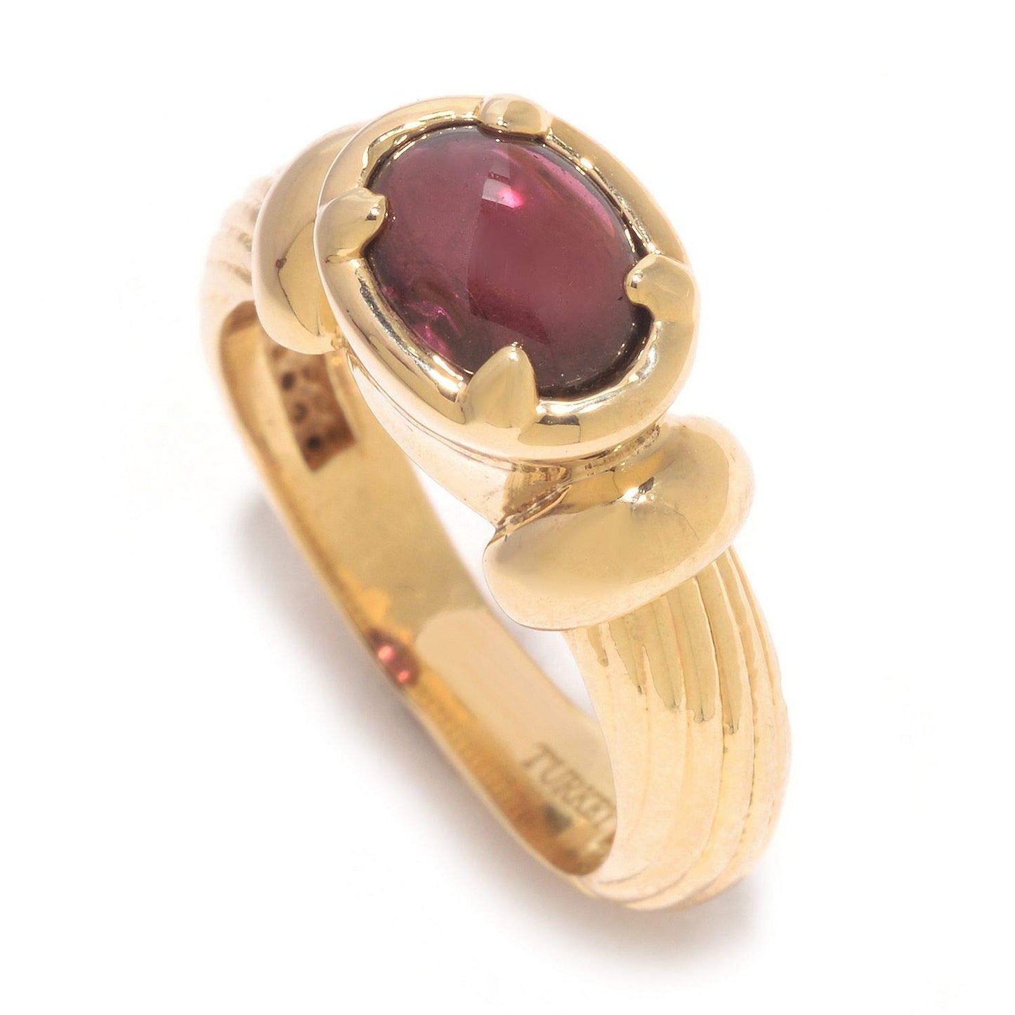 18K Gold Plated 1.25ctw Gemstone Textured Band Ring