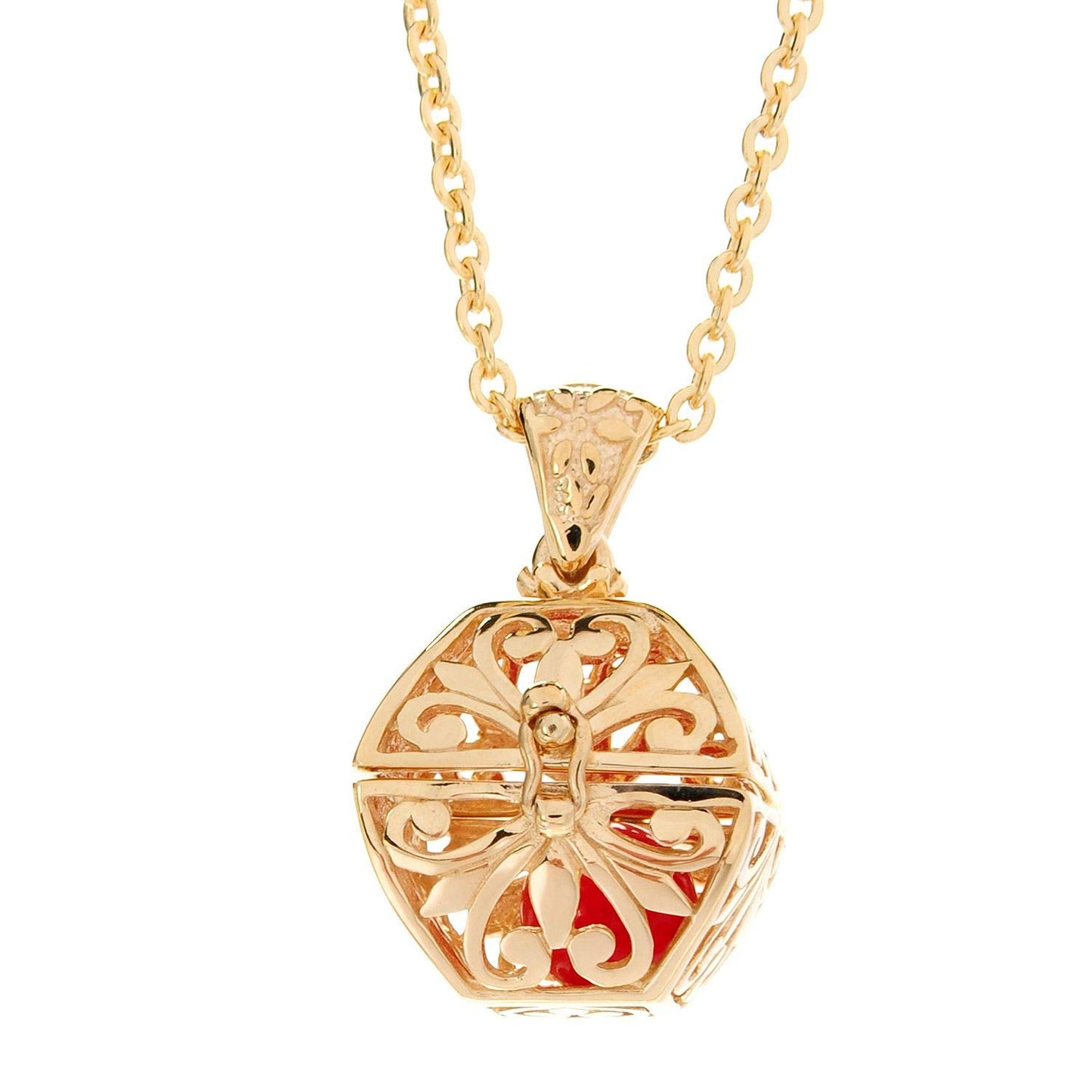 Byzantine Scrollwork 18K Gold Plated 8mm Loose Gemstone Charm Box Pendant