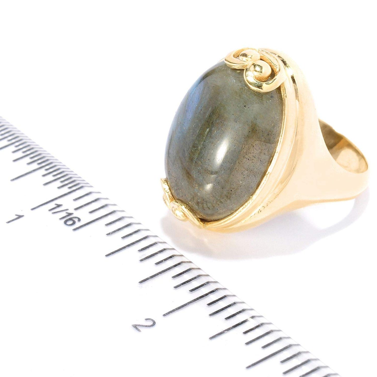 18K Gold Plated Oval Labradorite Polished Ring