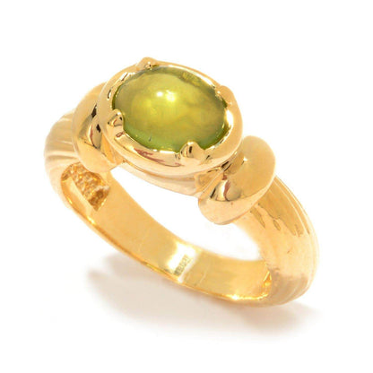 18K Gold Plated 1.25ctw Gemstone Textured Band Ring - TurkishBling
