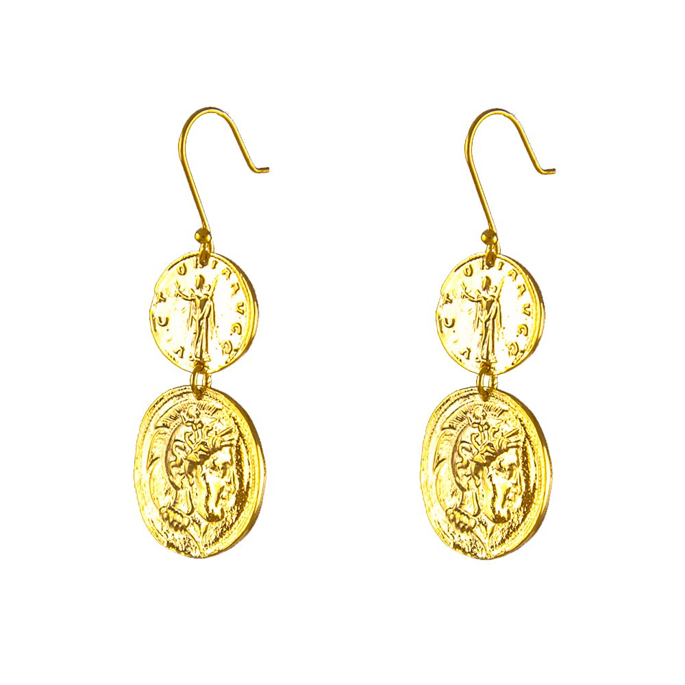 Gold Over Bronze 2 Ancient Roman Coin Earring