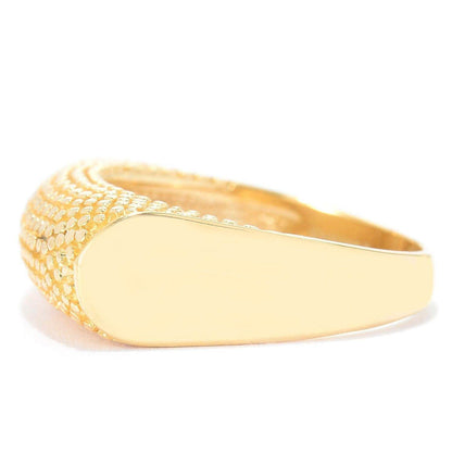 18K Gold Plated Polished & Textured Ring - TurkishBling