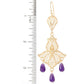 Ornate Filigree Dangle Earrings with Gemstone Drops