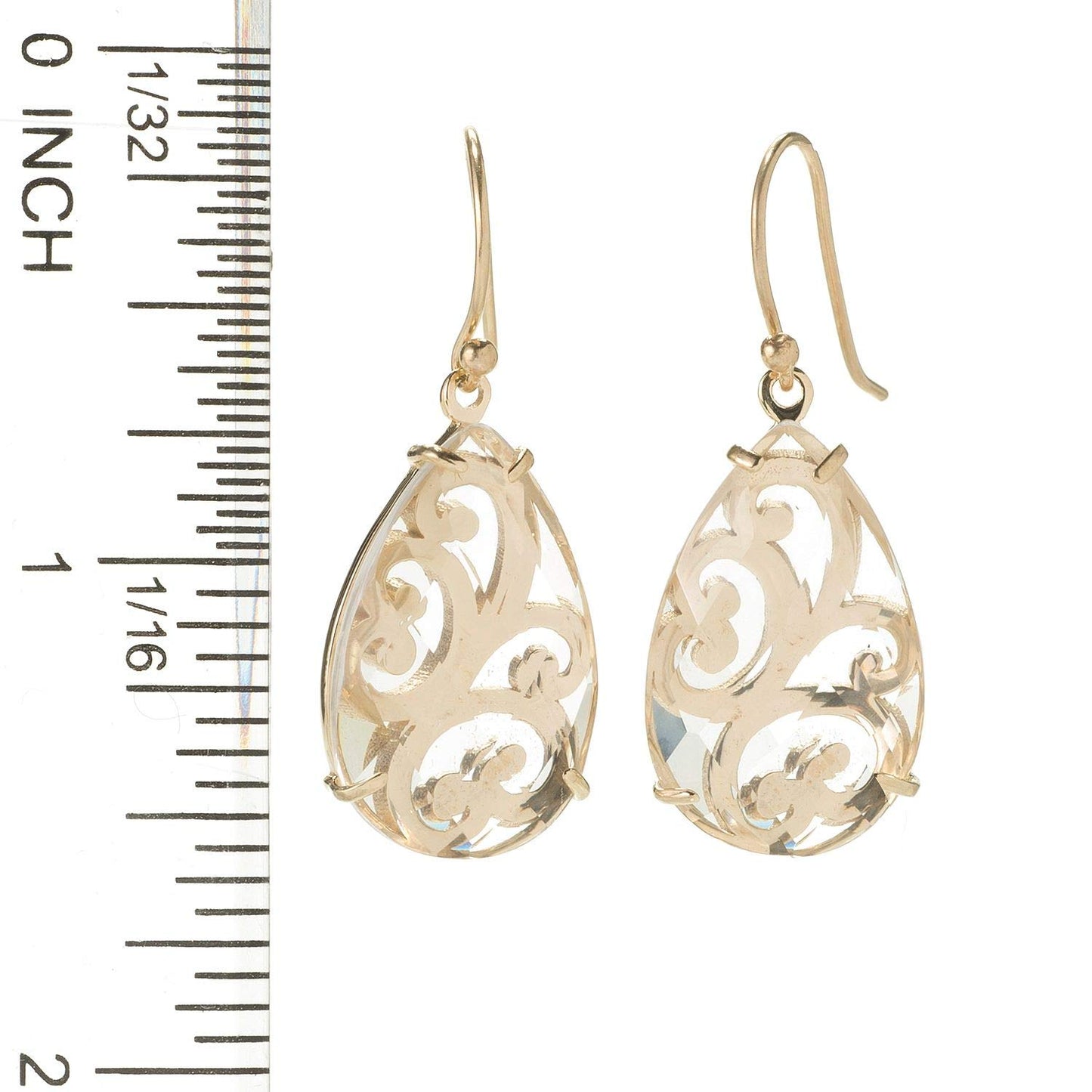 18K Gold Plated 1.25" Quartz Swirl Teardrop Earrings