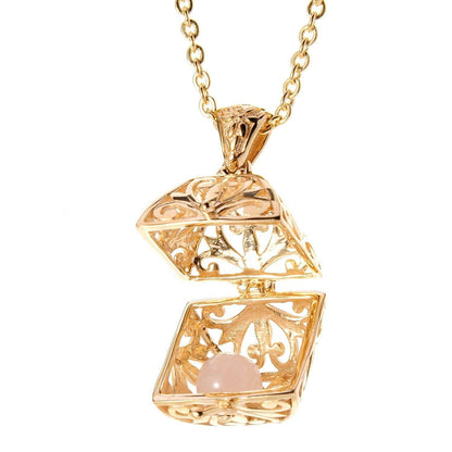 Byzantine Scrollwork 18K Gold Plated 8mm Loose Gemstone Charm Box Pendant - TurkishBling