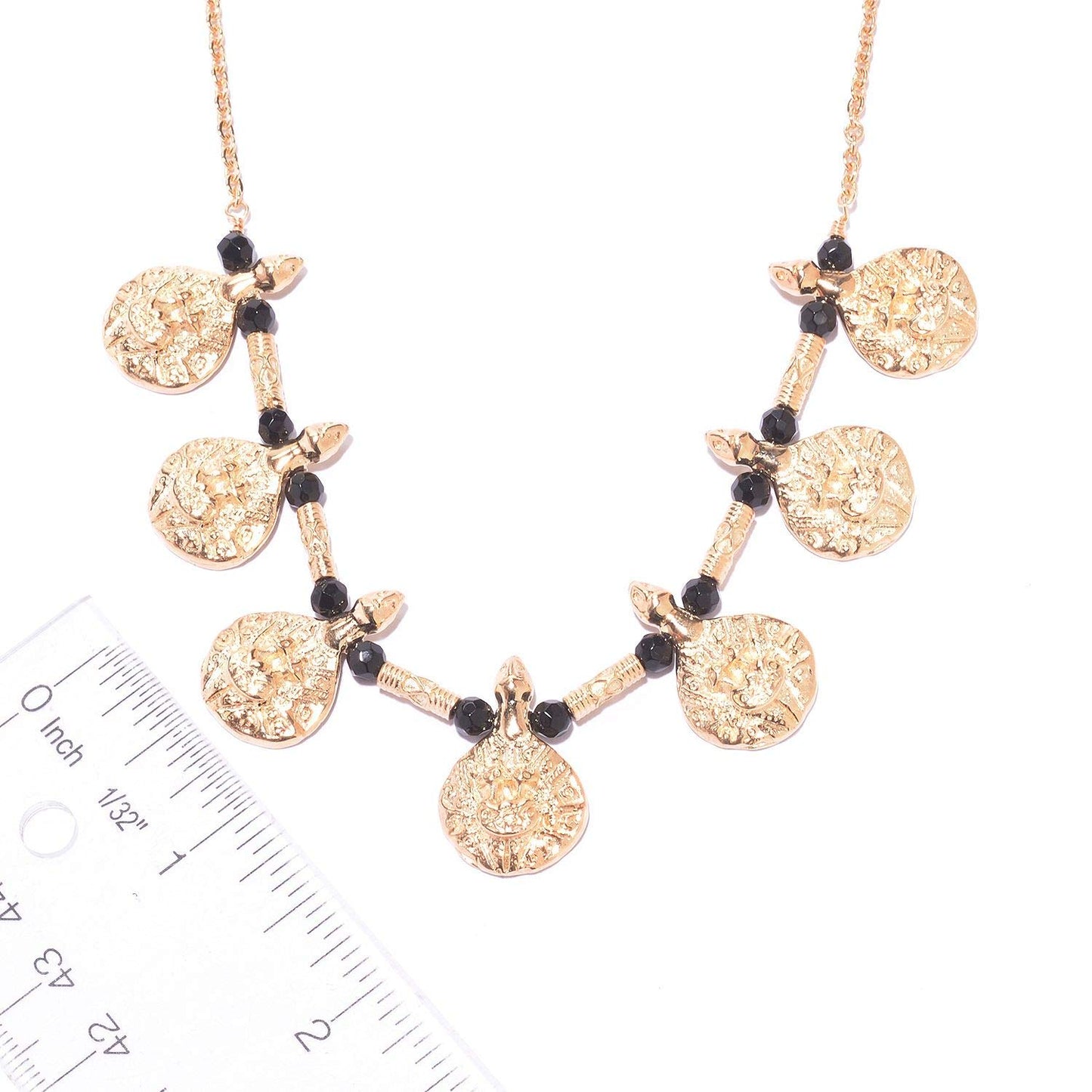 18K Gold Plated 18" Gemstone Bead Goddess Necklace