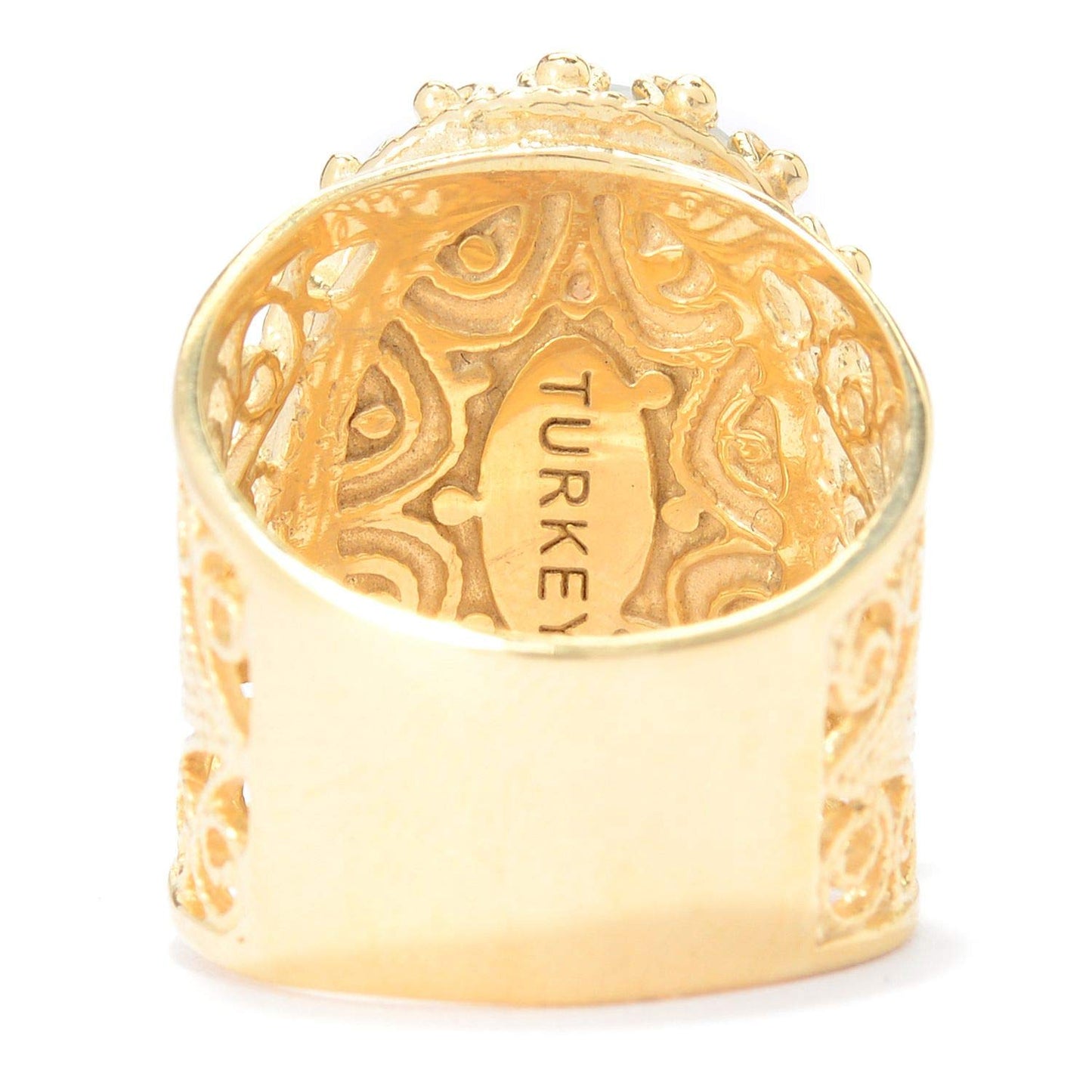Gold Plated Turquoise Doublet Filigree Ring