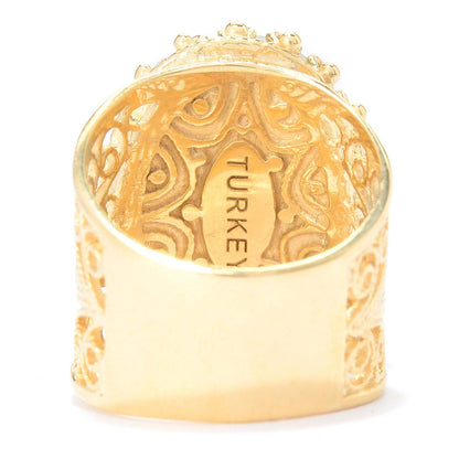 Gold Plated Turquoise Doublet Filigree Ring