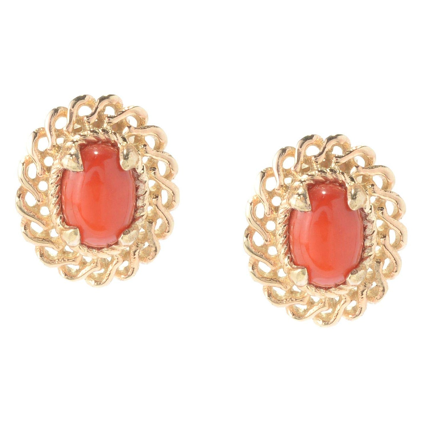 18K Gold Plated 7 x 5mm Gemstone Button Earrings