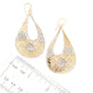 18K Gold Plated 2.5" Flower Cut-out Teardrop Earrings