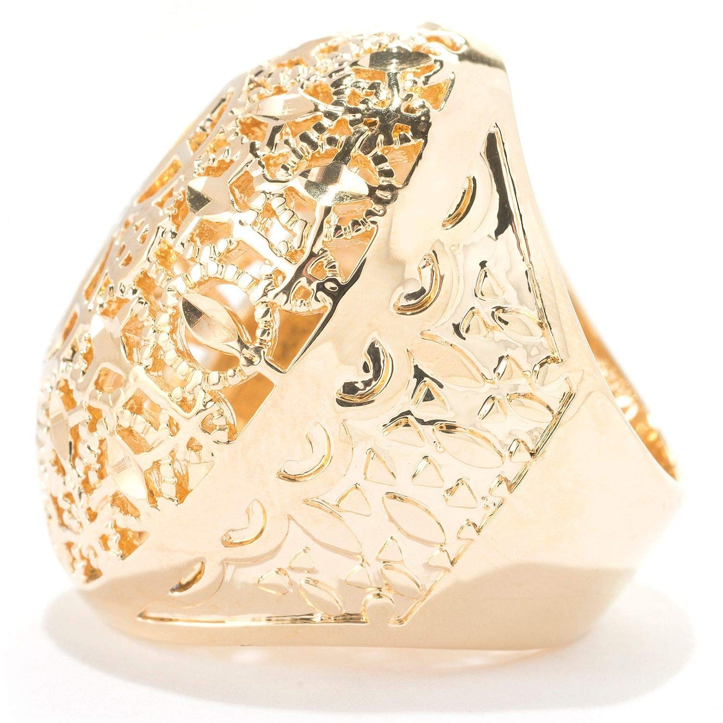 Gold Plated Elongated & Domed Filigree Ring