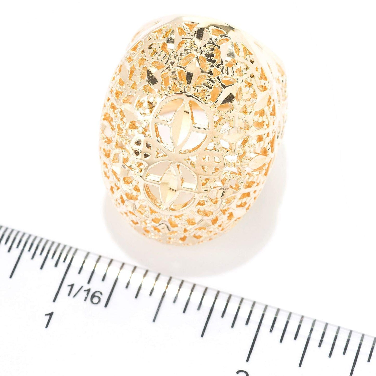 Gold Plated Elongated & Domed Filigree Ring