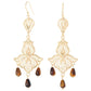 Ornate Filigree Dangle Earrings with Gemstone Drops