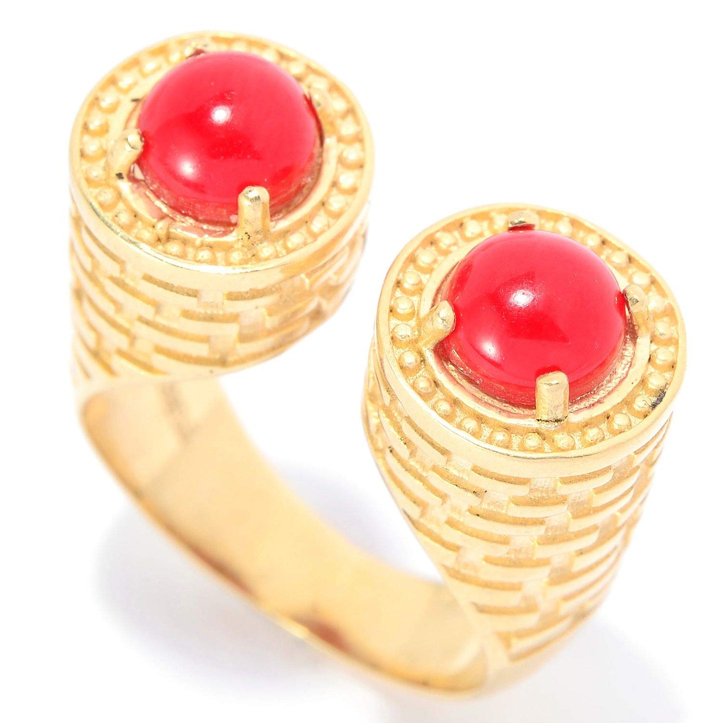 18K Gold Plated Round Gemstone Split Top Ring