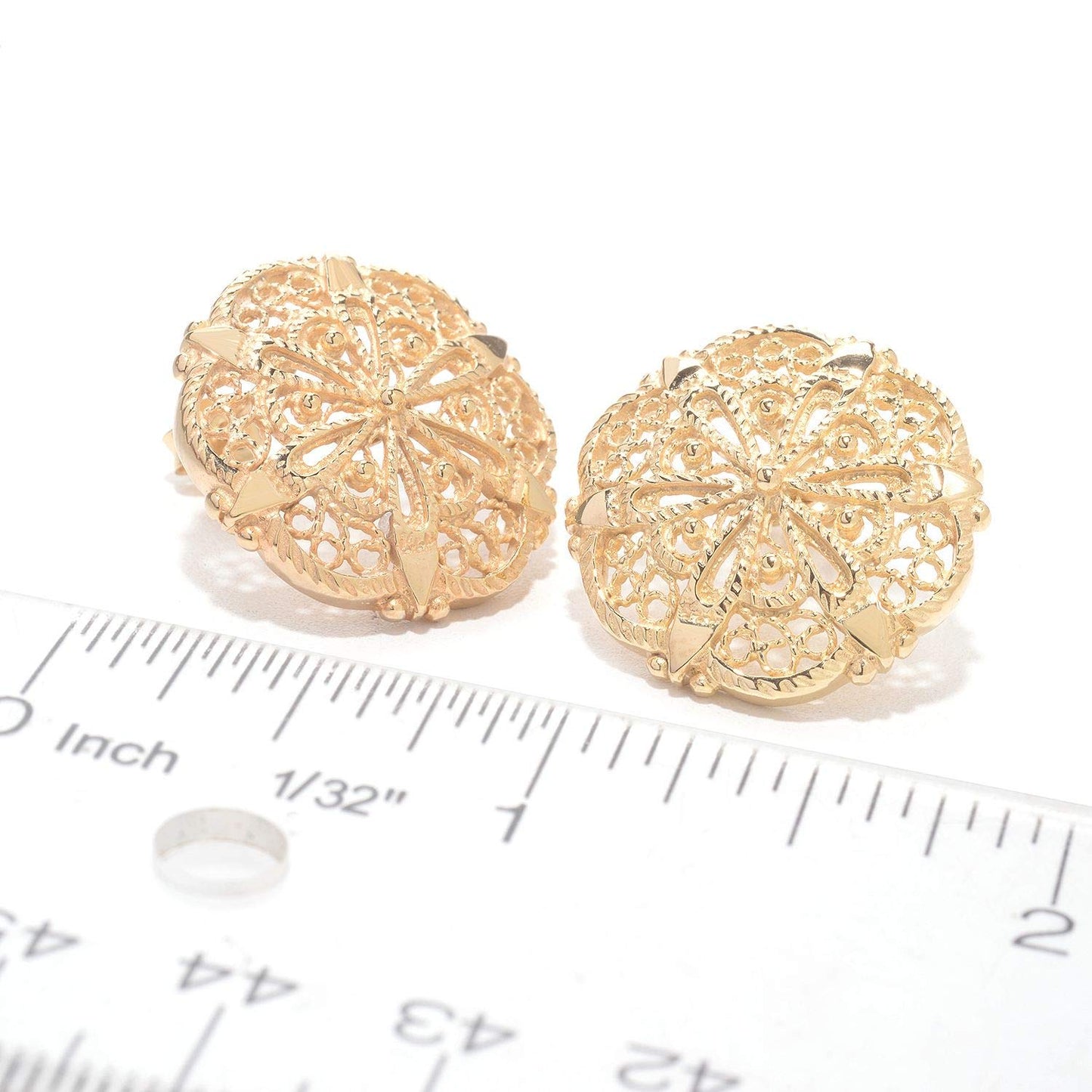 18K Gold Plated Filigree & Beaded Stud Earrings