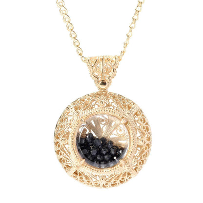Filigree Locket Shaker Pendant with Floating Gemstones – 36 in. Love Link Chain - TurkishBling