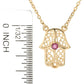 Charm Necklace Collection with Ruby – Angel Wings, Elephant, Cross – Gold over Bronze