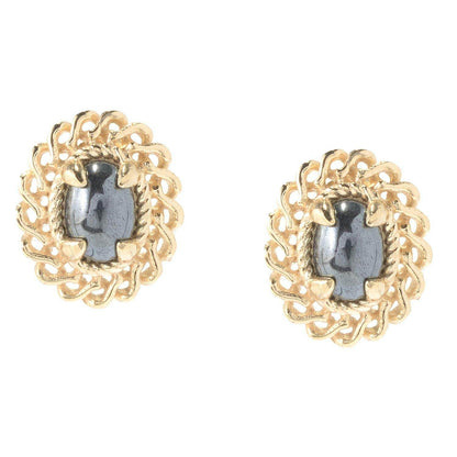 18K Gold Plated 7 x 5mm Gemstone Button Earrings - TurkishBling