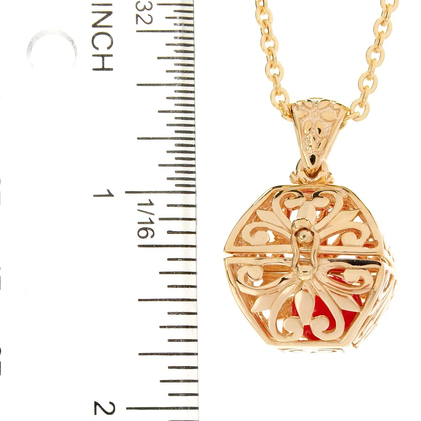 Byzantine Scrollwork 18K Gold Plated 8mm Loose Gemstone Charm Box Pendant