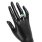 Dual Cabochon Bypass Ring with Textured Shank