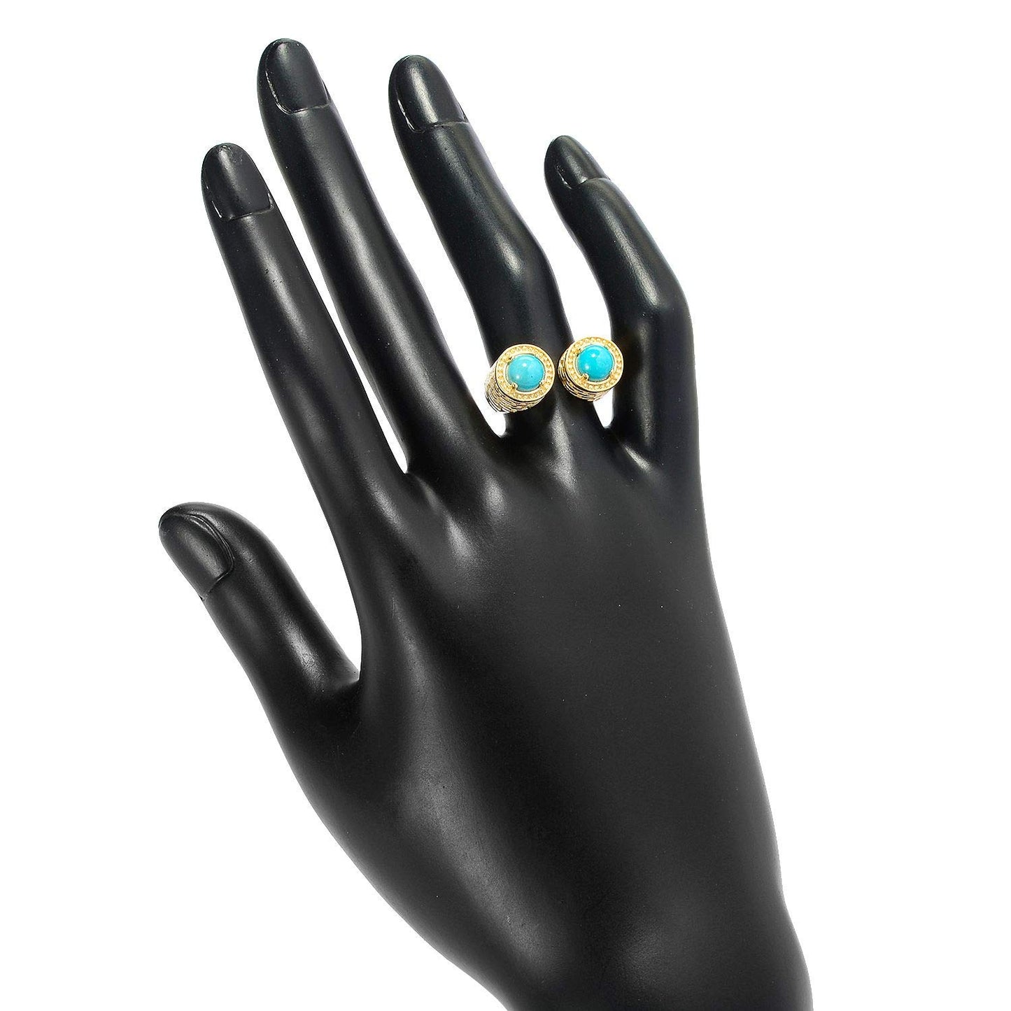 18K Gold Plated Round Gemstone Split Top Ring