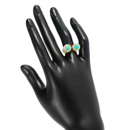 Dual Cabochon Bypass Ring with Textured Shank - TurkishBling