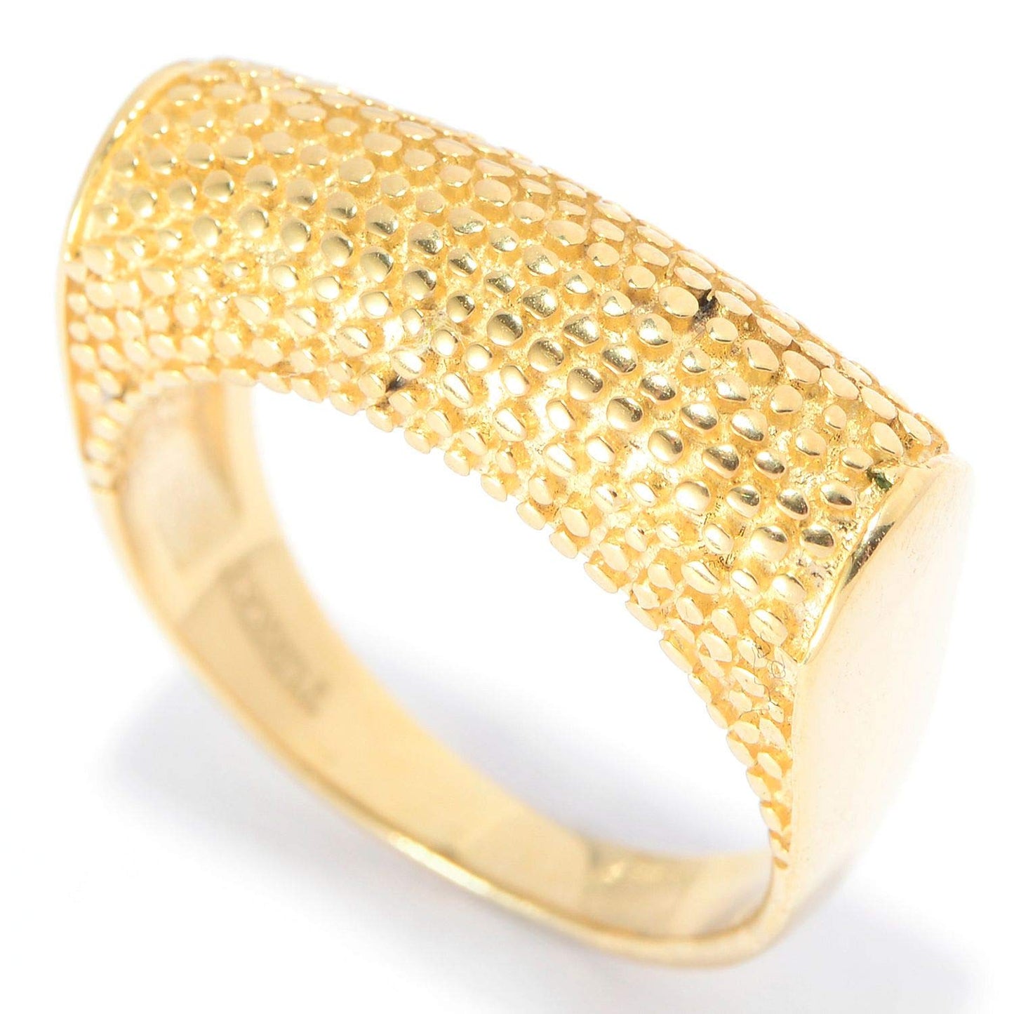 18K Gold Plated Polished & Textured Ring