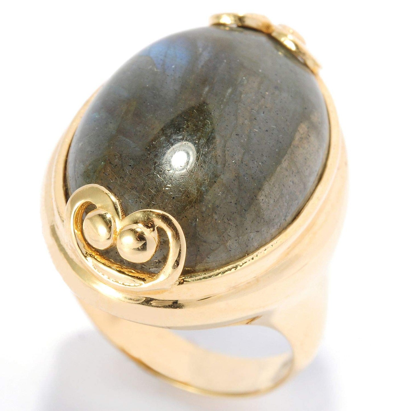 18K Gold Plated Oval Labradorite Polished Ring