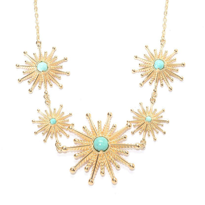 Starburst Statement Necklace with Turquoise and Coral