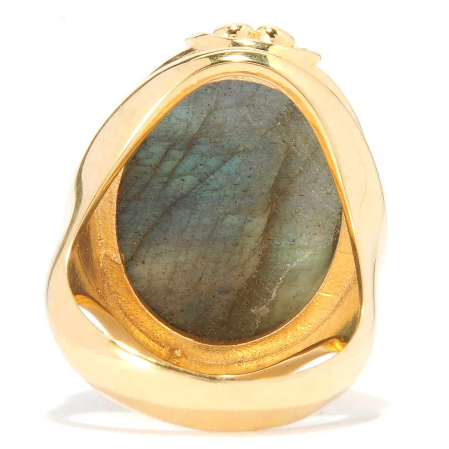 18K Gold Plated Oval Labradorite Polished Ring