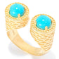 Dual Cabochon Bypass Ring with Textured Shank
