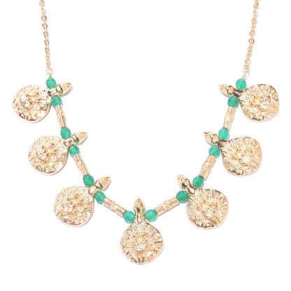 18K Gold Plated 18" Gemstone Bead Goddess Necklace