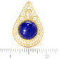 Statement size 14mm Round Lapis Cabochon Pear Shaped Filigree Ring