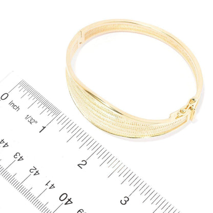 Wickerwork Hinged Cuff Bangle with Figure 8 Safety Lock - TurkishBling