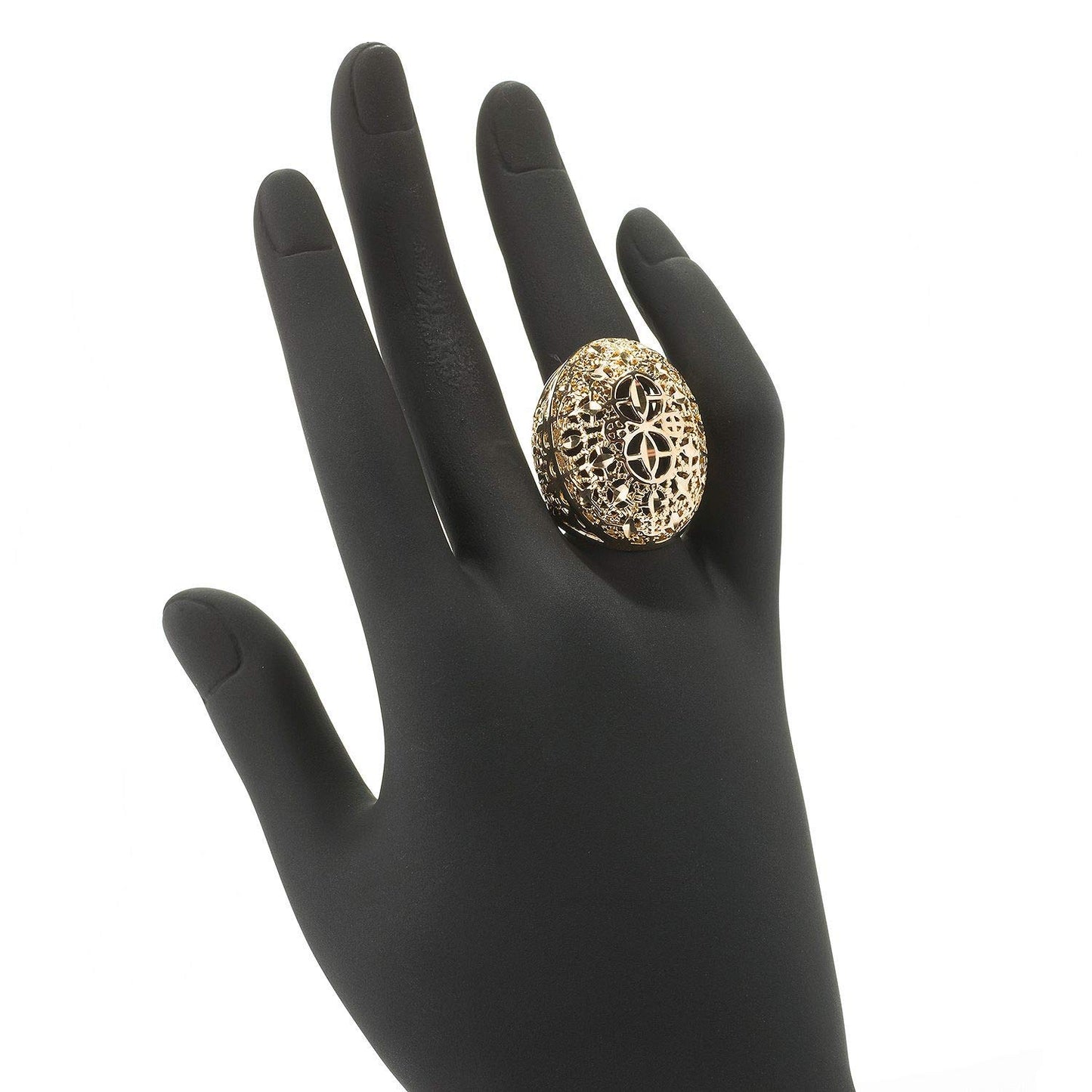 Gold Plated Elongated & Domed Filigree Ring