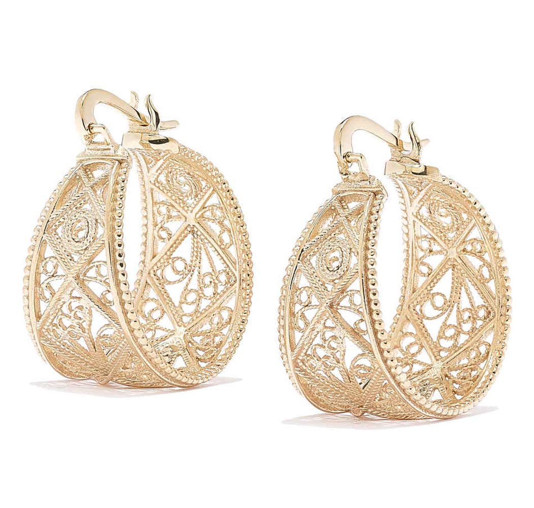 Filigree Graduated Hoop Earrings 1.25"