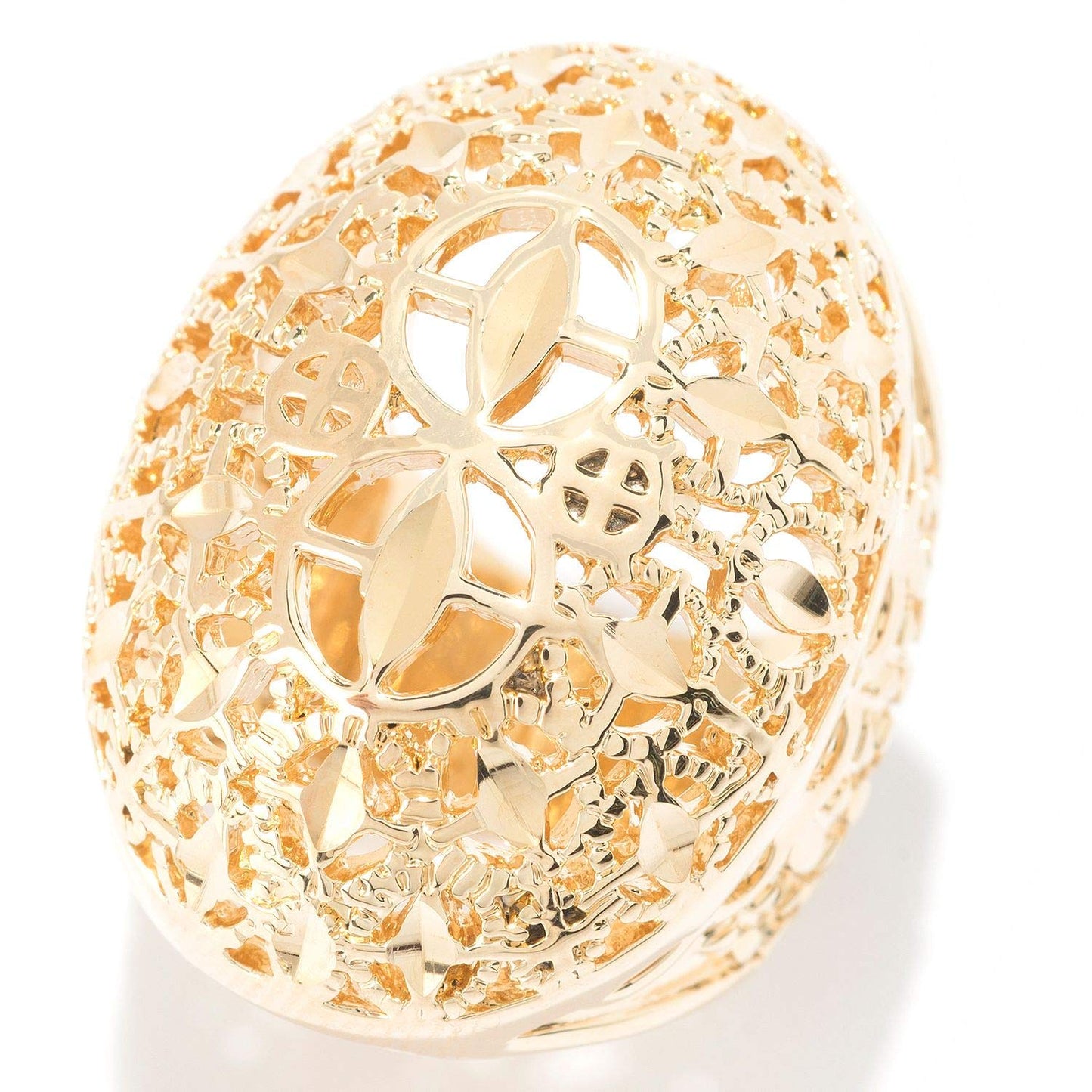 Gold Plated Elongated & Domed Filigree Ring