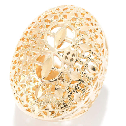 Gold Plated Elongated & Domed Filigree Ring